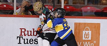 competitive scene at the ice hockey game
