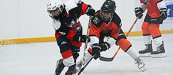 Young ice hockey players during the practice