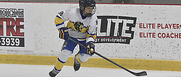 An ice hockey player practicing