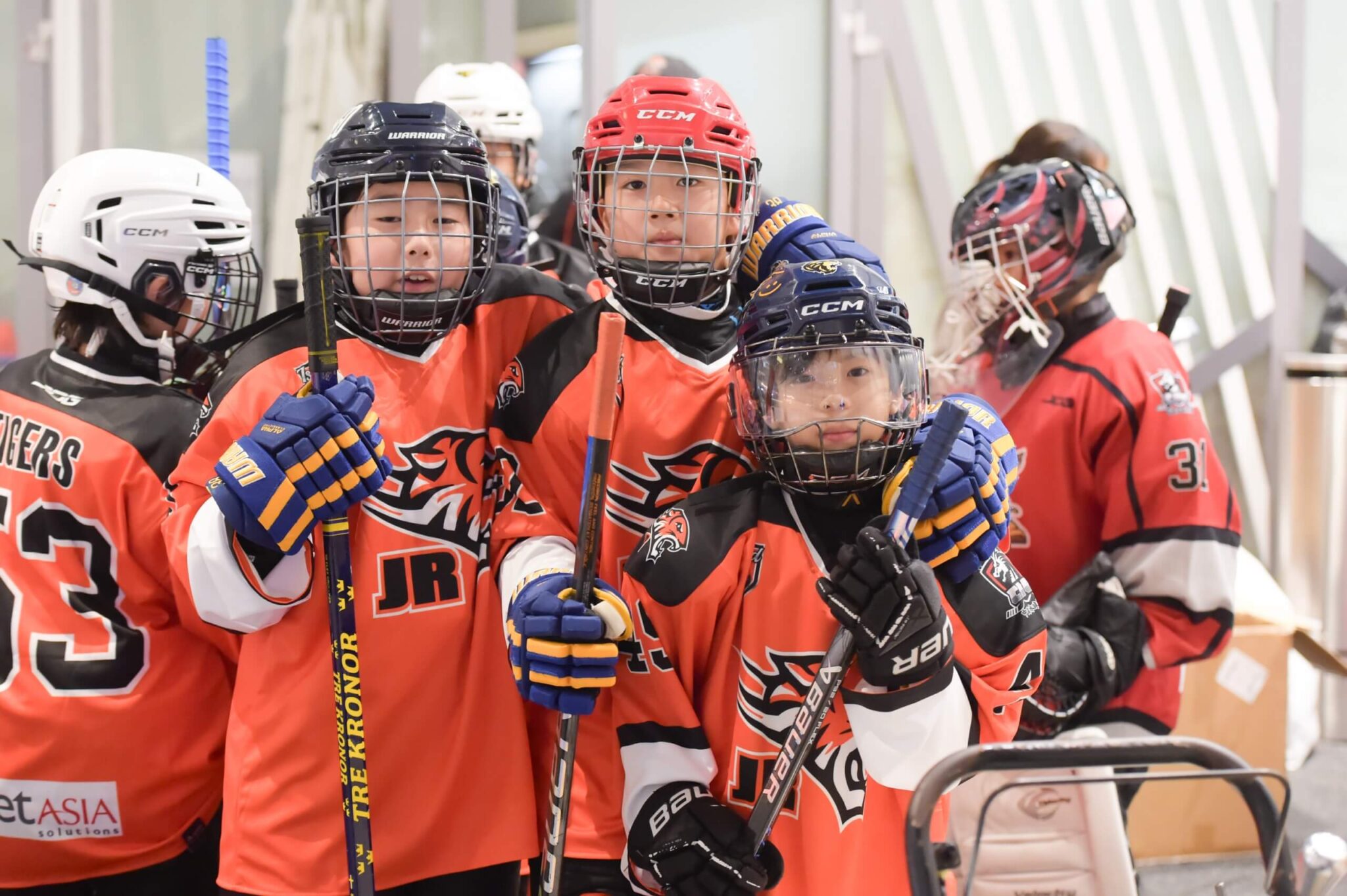 A group of young ice hockey player